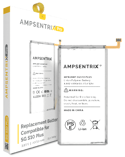 Replacement Battery Compatible For Samsung Galaxy S10 Plus (AmpSentrix Pro)