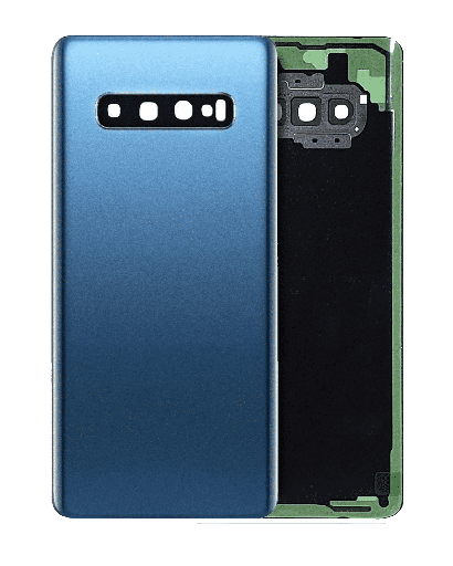 Back cover Glass With Camera Lens Compatible For Samsung Galaxy S10 Plus (No Logo) (Aftermarket Plus) (Prism Blue)