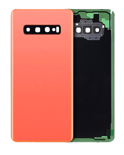 Back cover Glass With Camera Lens Compatible For Samsung Galaxy S10 Plus (No Logo) (Aftermarket Plus) (Flamingo Pink)