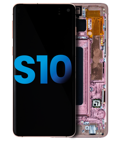 LCD Assembly With Frame (Without Finger Print Sensor) Compatible For Samsung Galaxy S10 (Aftermarket Plus: TFT) (Flamingo Pink)