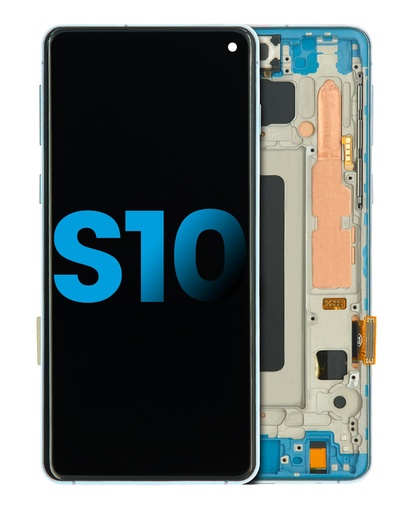 LCD Assembly With Frame (Without Finger Print Sensor) Compatible For Samsung Galaxy S10 (Aftermarket Plus: TFT) (Prism Blue)
