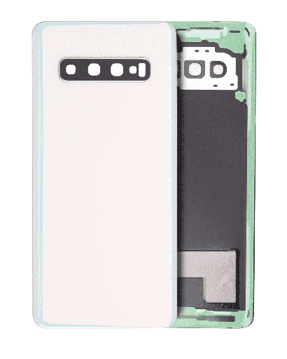 Back cover Glass With Camera Lens Compatible For Samsung Galaxy S10 (No Logo) (Aftermarket Plus) (Prism White)
