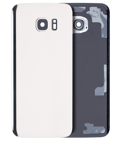 Back Cover Glass With Camera Lens Compatible For Samsung Galaxy S7 Edge (No Logo) (Aftermarket Plus) (White)