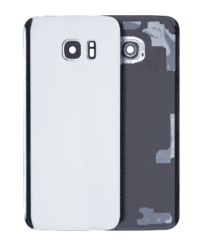 Back Cover Glass With Camera Lens Compatible For Samsung Galaxy S7 Edge (No Logo) (Aftermarket Plus) (Silver)