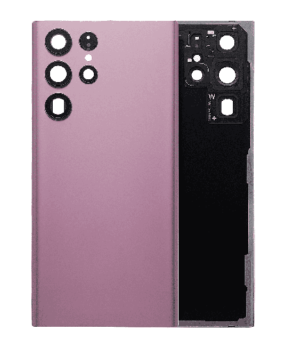 Back Cover Glass With Camera Lens Compatible For Samsung Galaxy S22 Ultra 5G (No Logo) (Aftermarket Plus) (Burgundy)