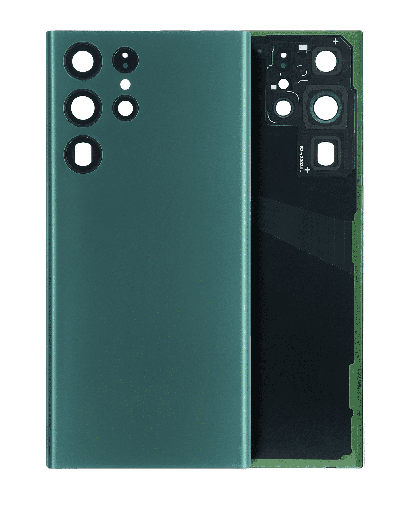 Back Cover Glass With Camera Lens Compatible For Samsung Galaxy S22 Ultra 5G (No Logo) (Aftermarket Plus) (Green)