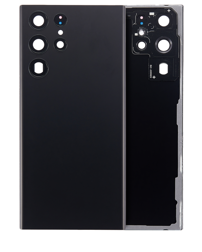 Back Cover Glass With Camera Lens Compatible For Samsung Galaxy S22 Ultra 5G (No Logo) (Aftermarket Plus) (Phantom Black)
