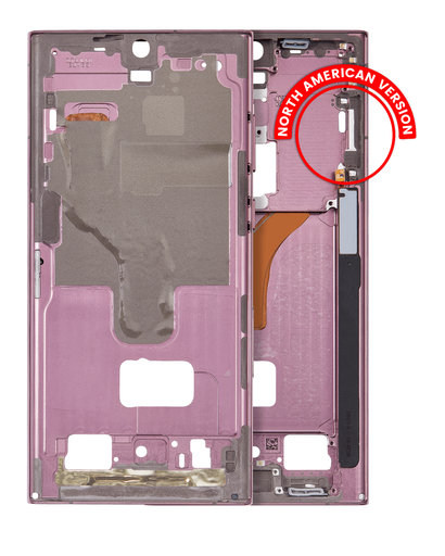 Mid-Frame Housing Compatible For Samsung Galaxy S22 Ultra 5G (US &amp; International Version) (Burgundy)
