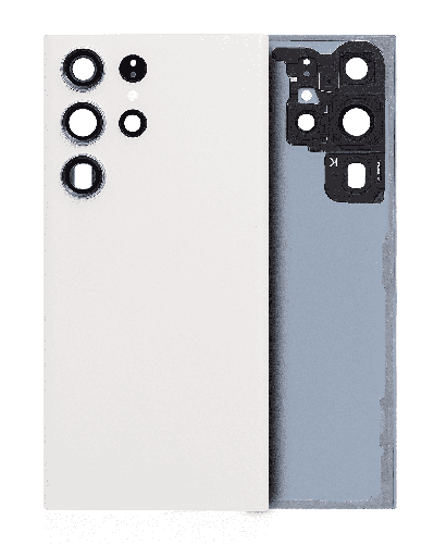 Back Cover Glass With Camera Lens Compatible For Samsung Galaxy S23 Ultra 5G (No Logo) (Aftermarket Plus) (Cream)