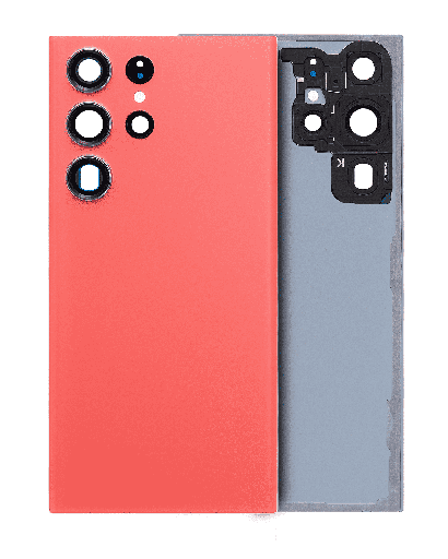 Back Cover Glass With Camera Lens Compatible For Samsung Galaxy S23 Ultra 5G (No Logo) (Aftermarket Plus) (Red)