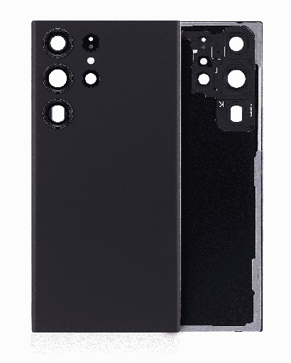 Back Cover Glass With Camera Lens Compatible For Samsung Galaxy S23 Ultra 5G (No Logo) (Aftermarket Plus) (Phantom Black)