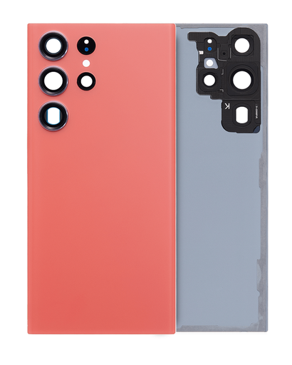Back Cover Glass With Camera Lens Compatible For Samsung Galaxy S23 Ultra (Service Pack) (Red)
