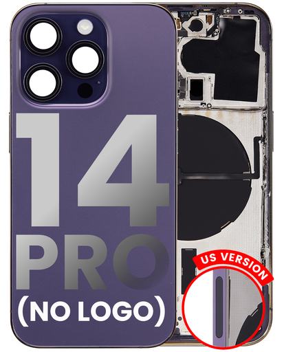 Back Housing W/ Small Pre-Installed Compatible For iPhone 14 Pro (U.S Version) (No Logo) (Aftermarket Plus) (Deep Purple)