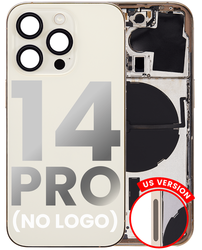 Back Housing W/ Small Pre-Installed Compatible For iPhone 14 Pro (U.S Version) (No Logo) (Aftermarket Plus) (Gold)