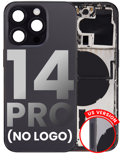 Back Housing W/ Small Pre-Installed Compatible For iPhone 14 Pro (U.S Version) (Aftermarket Plus) (Space Black)