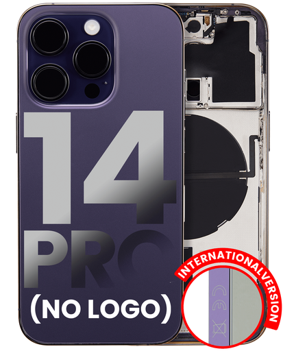Back Housing W/ Small Pre-Installed Compatible For iPhone 14 Pro (International Version) (No Logo) (Aftermarket Plus) (Deep Purple)
