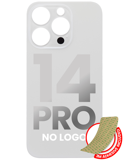 Back Glass With 3M Adhesive Compatible For iPhone 14 Pro (No Logo / Large Camera Hole) (Silver)