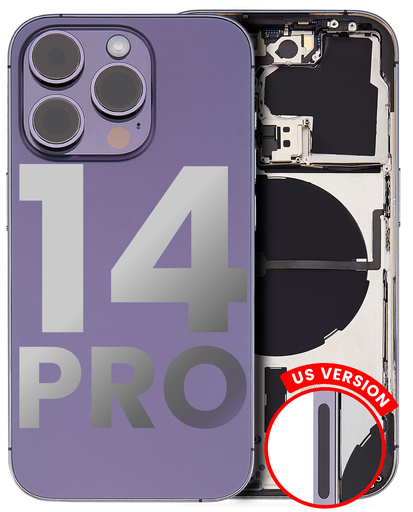 Back Housing W/ Small Pre-Installed Compatible For iPhone 14 Pro (U.S Version) (Used OEM Pull: Grade C) (Deep Purple)