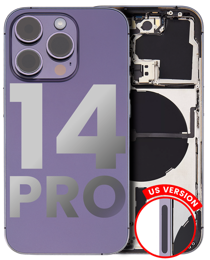 Back Housing W/ Small Pre-Installed Compatible For iPhone 14 Pro (U.S Version) (Used OEM Pull: Grade B) (Deep Purple)