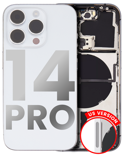 Back Housing W/ Small Pre-Installed Compatible For iPhone 14 Pro (U.S Version) (Used OEM Pull: Grade B) (Silver)