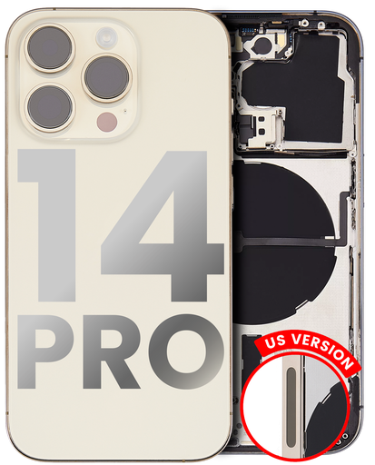 Back Housing W/ Small Pre-Installed Compatible For iPhone 14 Pro (U.S Version) (Used OEM Pull: Grade B) (Gold)