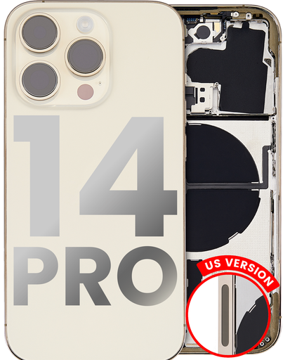 Back Housing W/ Small Pre-Installed Compatible For iPhone 14 Pro (U.S Version) (Used OEM Pull: Grade A) (Gold)