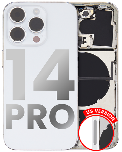 Back Housing W/ Small Pre-Installed Compatible For iPhone 14 Pro (U.S Version) (Used OEM Pull: Grade A) (Silver)