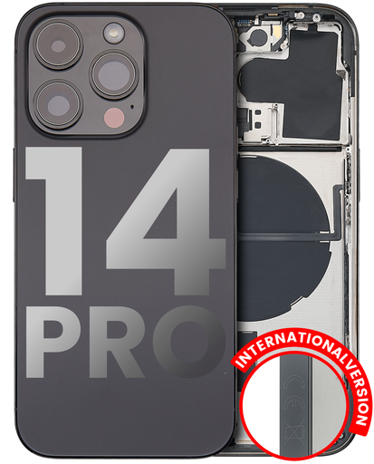 Back Housing W/ Small Pre-Installed Compatible For iPhone 14 Pro (International Version) (Used OEM Pull: Grade A) (Space Black)