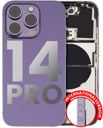 Back Housing W/ Small Pre-Installed Compatible For iPhone 14 Pro (International Version) (Used OEM Pull: Grade A) (Deep Purple)
