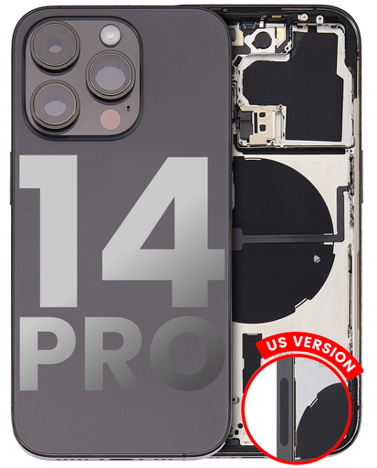 Back Housing W/ Small Pre-Installed Compatible For iPhone 14 Pro (U.S Version) (Used OEM Pull: Grade A) (Space Black)