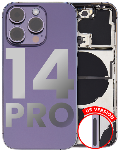 Back Housing W/ Small Pre-Installed Compatible For iPhone 14 Pro (U.S Version) (Used OEM Pull: Grade A) (Deep Purple)