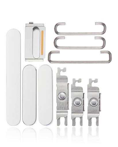Hard Buttons (Power / Volume / Switch) Compatible For iPhone 14 Pro / 14 Pro Max (Silver)