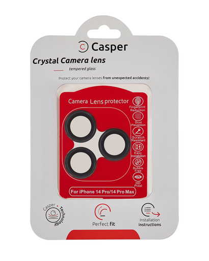 Casper Camera Lens Protector Compatible For iPhone 14 Pro / 14 Pro Max (Black) (Clear)
