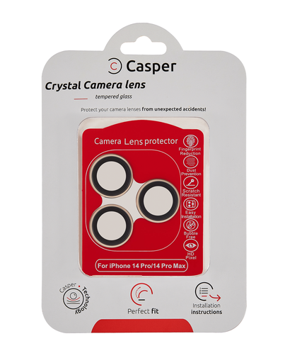 Casper Camera Lens Protector Compatible For iPhone 14 Pro / 14 Pro Max (Gold) (Clear)
