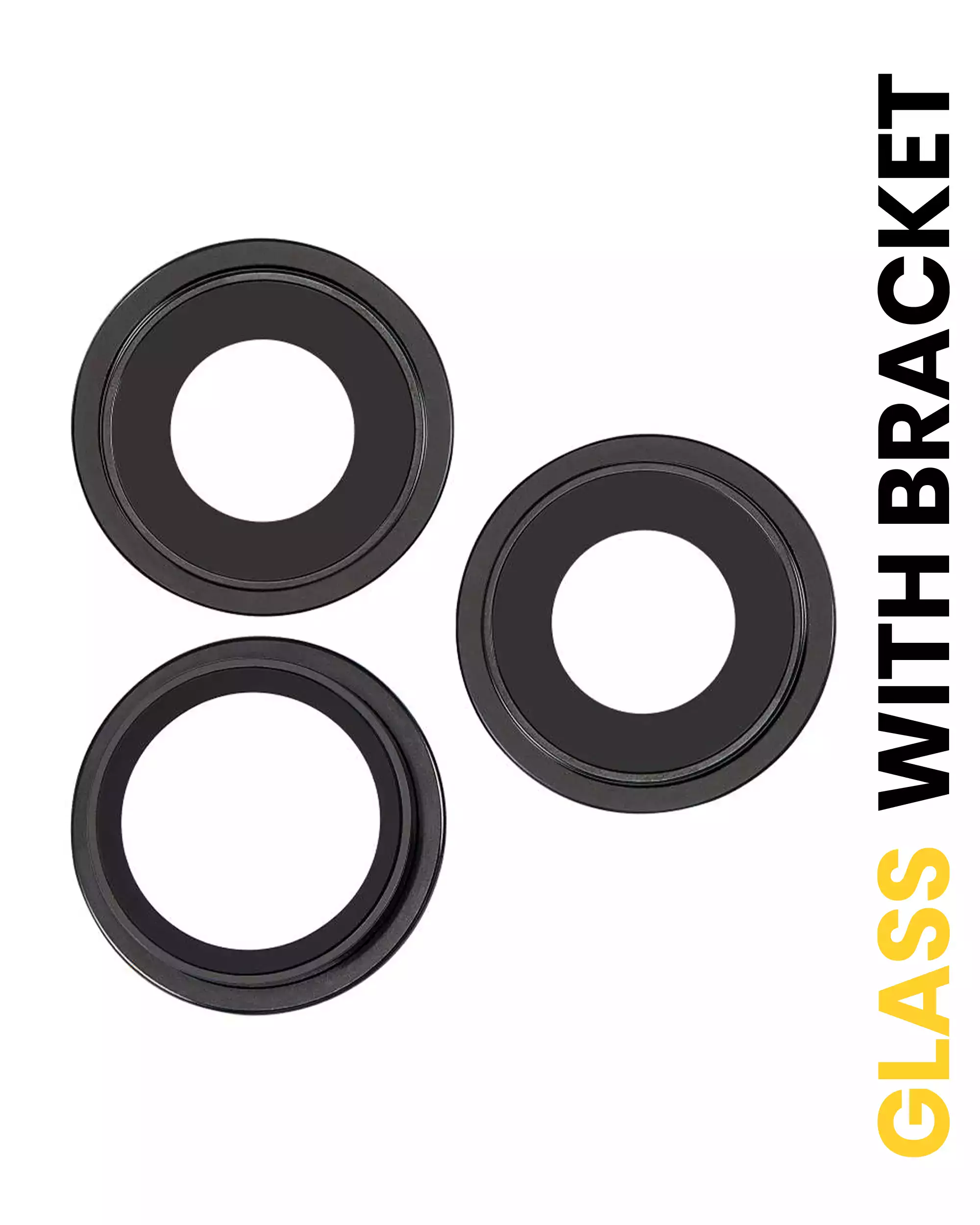 Back Camera Lens With Bracket &amp; Bezel Compatible For iPhone 15 Pro Max (3 Piece Set) (Premium) (Black Titanium)