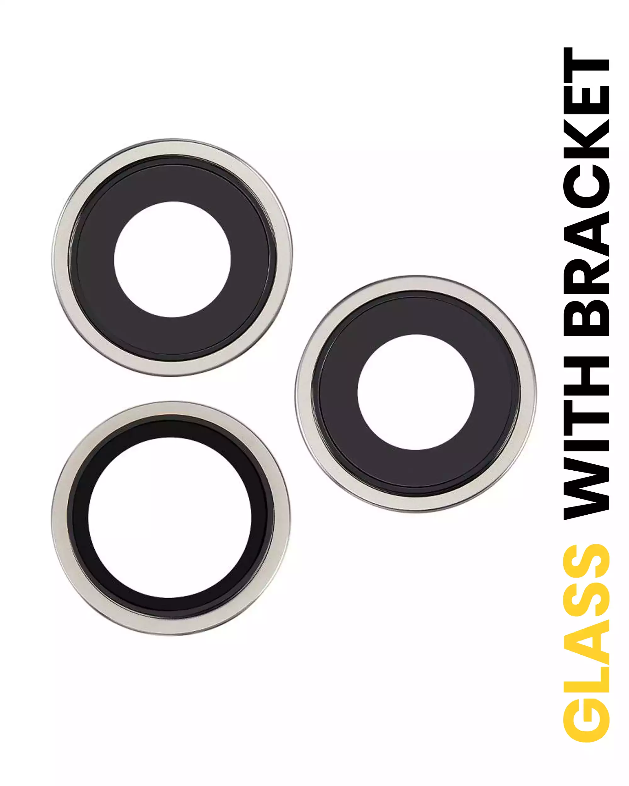 Back Camera Lens With Bracket &amp; Bezel Compatible For iPhone 15 Pro Max (3 Piece Set) (Premium) (White Titanium)